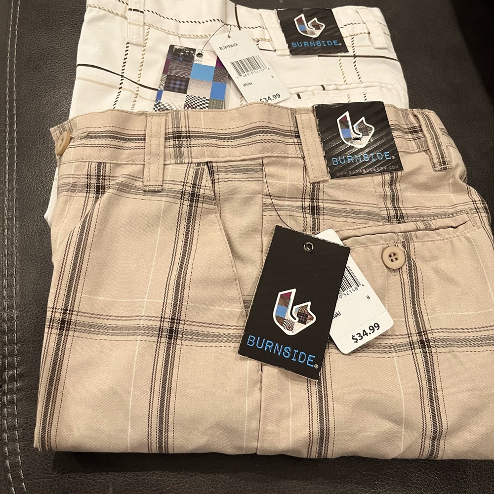 Boys Burnside Plaid Shorts NWT 8